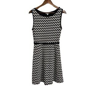 Sophie Max Womens Black White Geometric Stripe Sleeveless Stretch Dress Medium